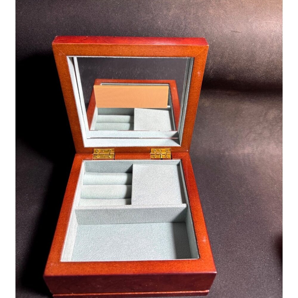 Musical Jewel Case With Romantic "So This Is Love" Melody Wood Storage